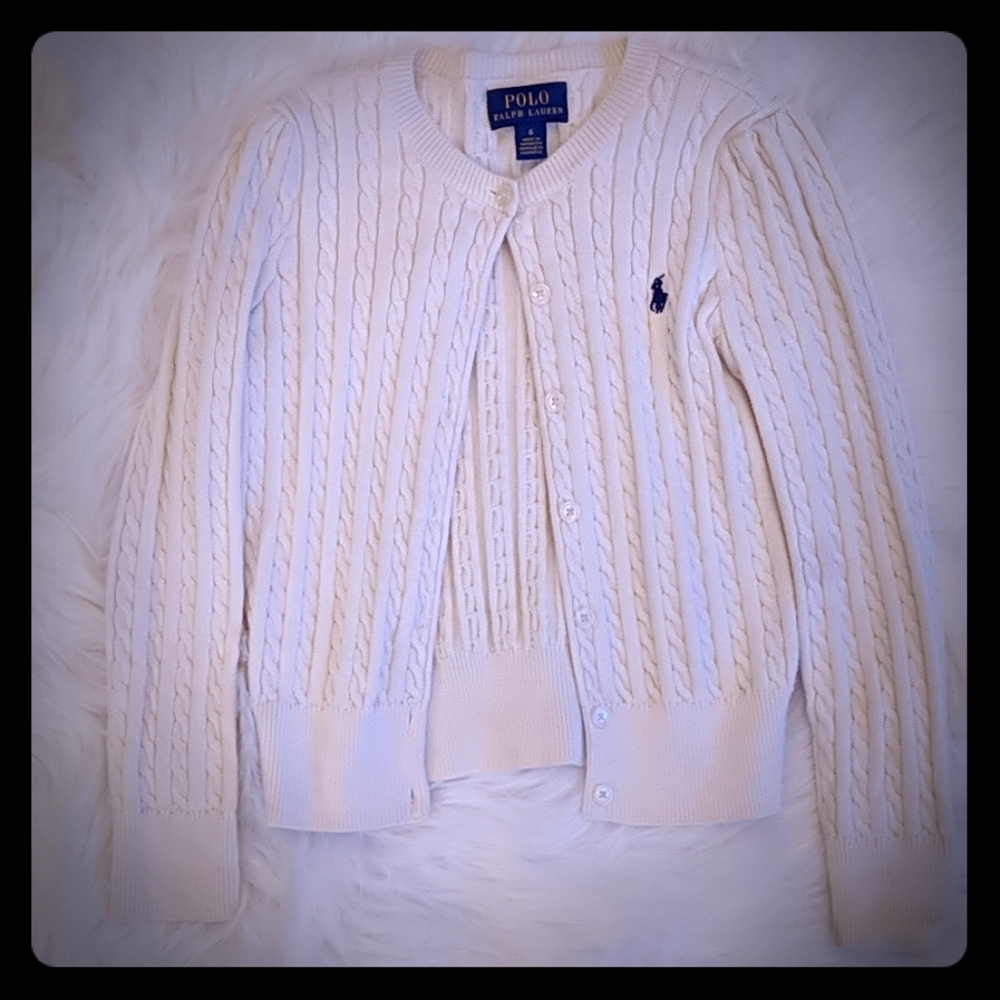 Ralph Lauren white cable knit cardigan